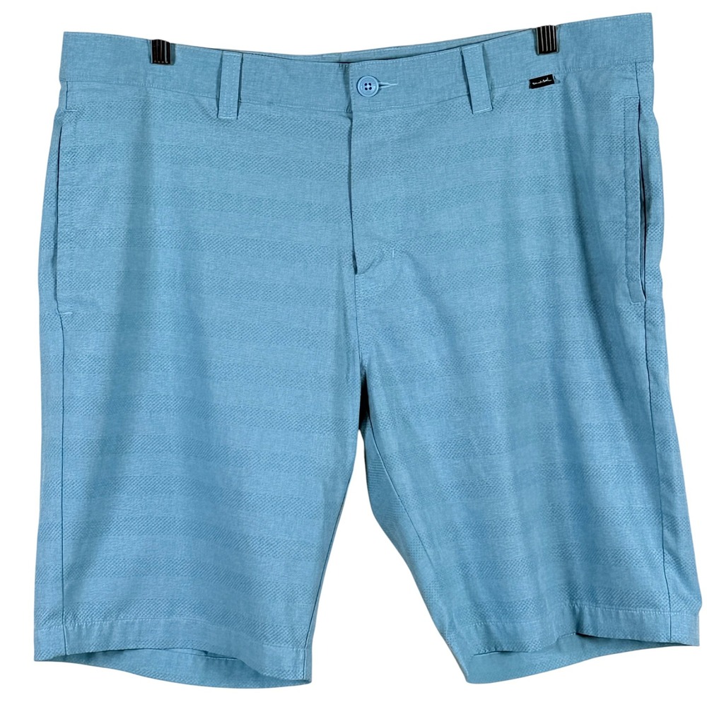 Travis Mathew Lake Powell Golf Shorts Mens 38 Blue Stripe 1MW207 Stretch Casual